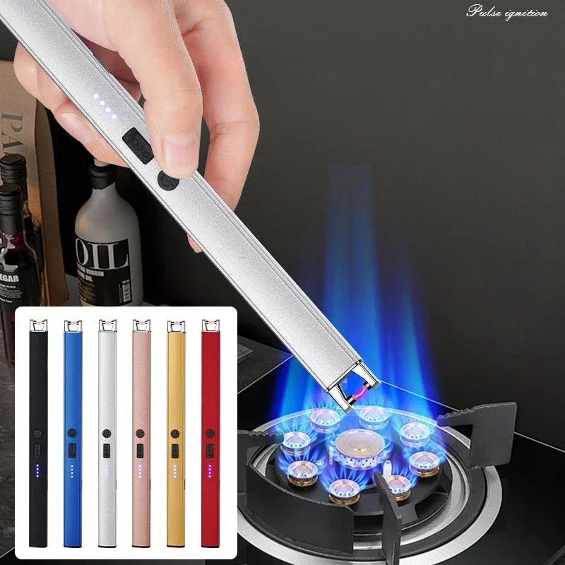 Windproof USB Electric Lighter with Safety Lock & LED Battery Display