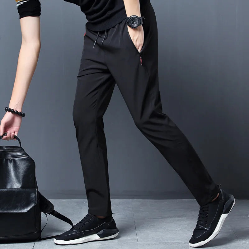 Men's Business Stretch Slim Fit Trousers — Elastic Waist Korean Classic Jogger Pants