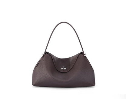 Retro Cowhide Leather Tote, Large Capacity Shopping Bag