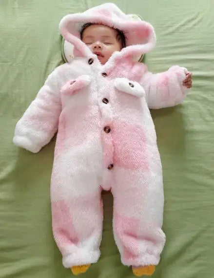 Plaid Hooded Plush Jumpsuit, Winter Warm Romper