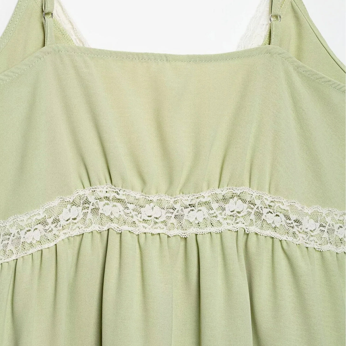 Women's Light Green Spaghetti Strap Lace Camisole Top – Sexy V-Neck Off Shoulder Backless Summer Tank