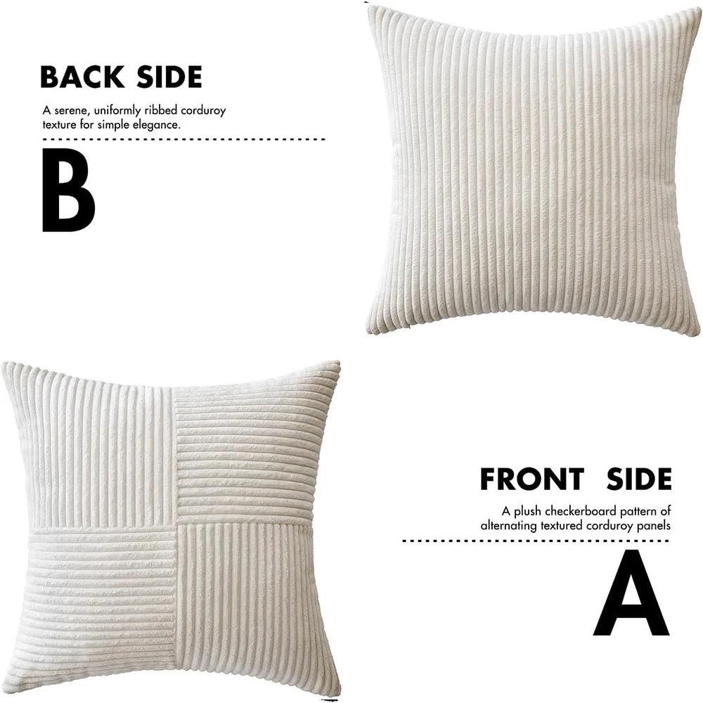 Neutral Corduroy Decorative Cushion Cover
