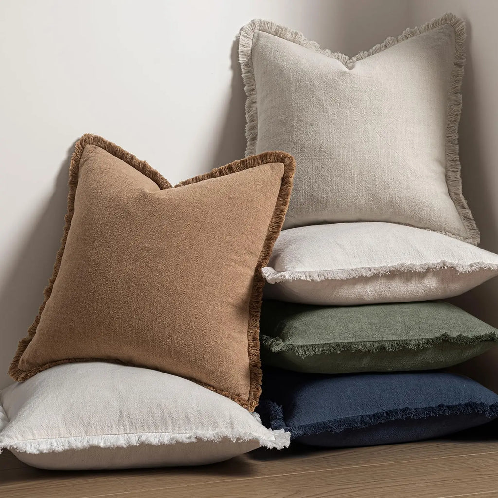 Fringed Boho Cushion Cover with Tassel Detail