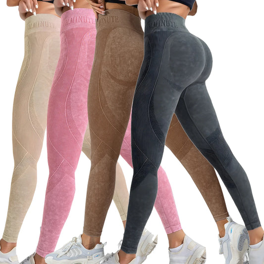 Lot de 2 leggings de yoga sans coutures taille haute galbants pour femme