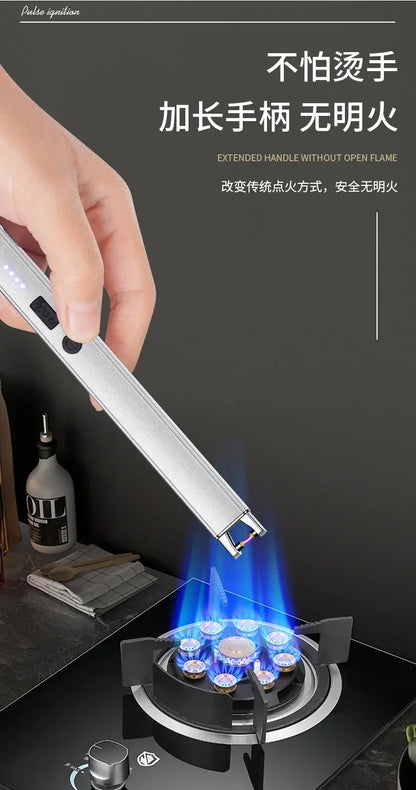 Windproof USB Electric Lighter with Safety Lock & LED Battery Display