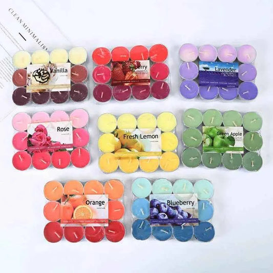 12pcs/set Fragrance Candles Tea Light Wax Scented Round Candles Home Decoration Romantic Atmosphere, Party/Wedding Props