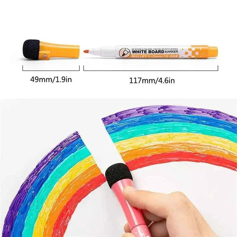 8 Colors Whiteboard Pens, Fine Tip Magnetic Water-Based Pen with Erasable Cap, Magnet Children's Painting Home, School Office