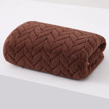Thick Coral Velvet Bath & Beach Towel, Soft Absorbent
