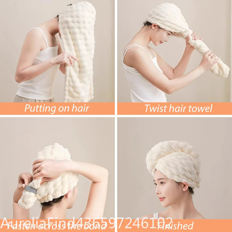 1PC Microfiber Quick Dry Hair Wrap Bonnet Super Absorbent Soft Hair Towel