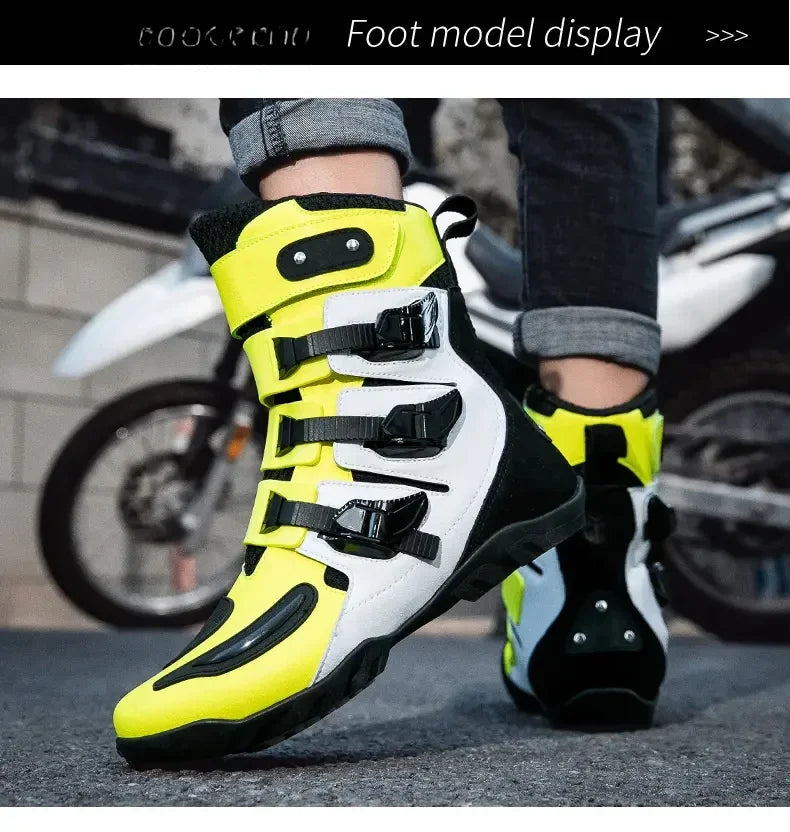 New Waterproof Men's Dirt Bike Shoes Men's Motorcycle Boots New Comfortable Leather Protective Boots Anti-slip Wear-resistant