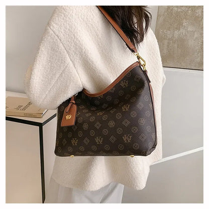 Beige Printed Commuter Tote, Large Capacity