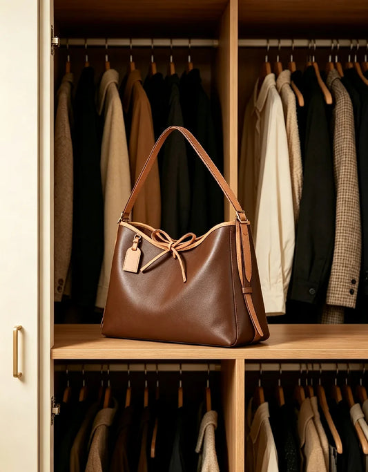 Classic PU Leather Satchel, Medium-Large Capacity