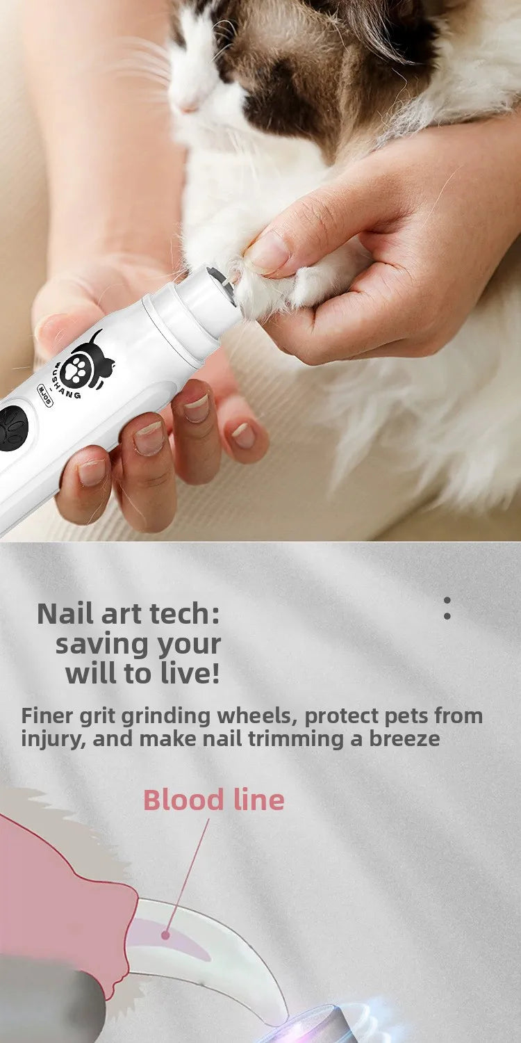 LCD Display Pet Nail Polisher with 3 Grinding Heads
