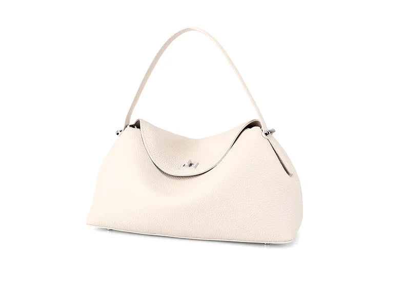 Retro Cowhide Leather Tote, Large Capacity Shopping Bag
