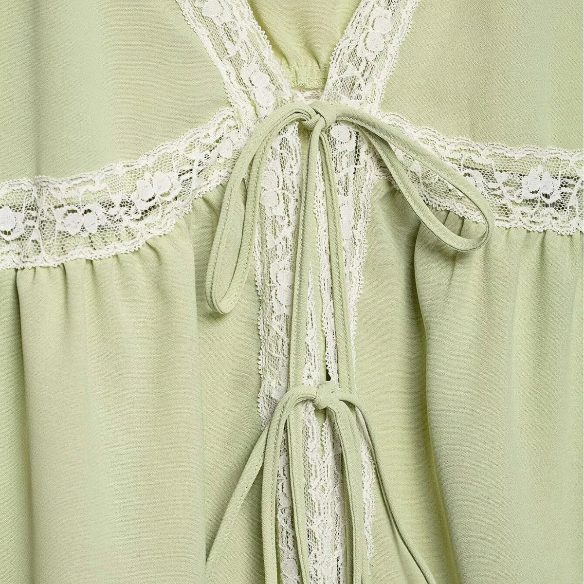 Women's Light Green Spaghetti Strap Lace Camisole Top – Sexy V-Neck Off Shoulder Backless Summer Tank