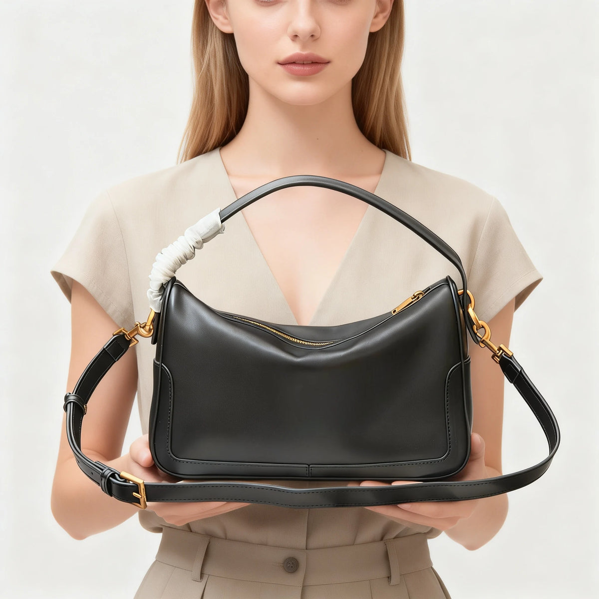 Portable Soft Leather Chain Handbag
