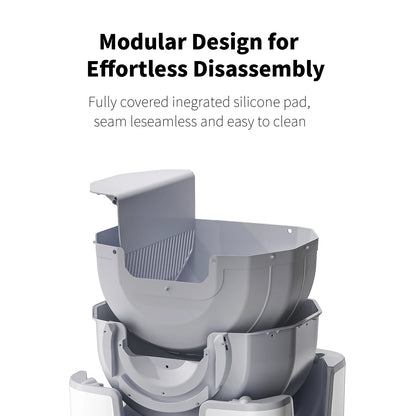 F6 Self-Cleaning Cat Litter Box — Open-Top, 8-Sensor Safety & 7-Day Waste Capacity