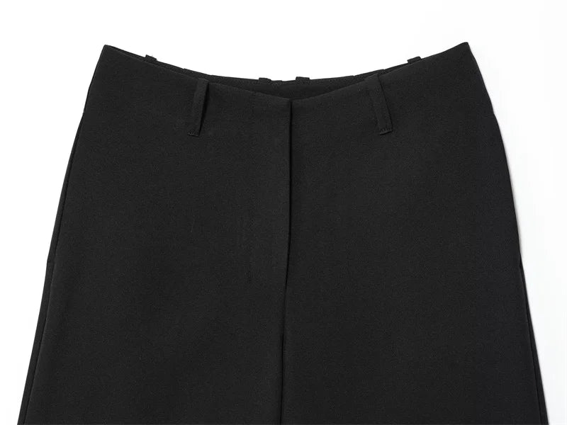 Women's Black Cropped Casual Shorts — Simple Summer Commuter Shorts