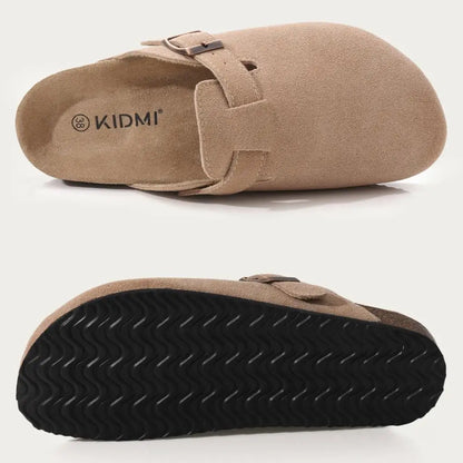 Men’s Suede Clogs — Soft Leather Cork Sandals with Arch Support