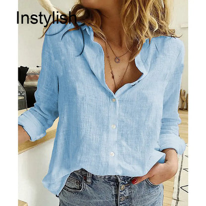 Women's Cotton Linen Loose Shirt — Y2K Streetwear Harajuku Tunic Blouse