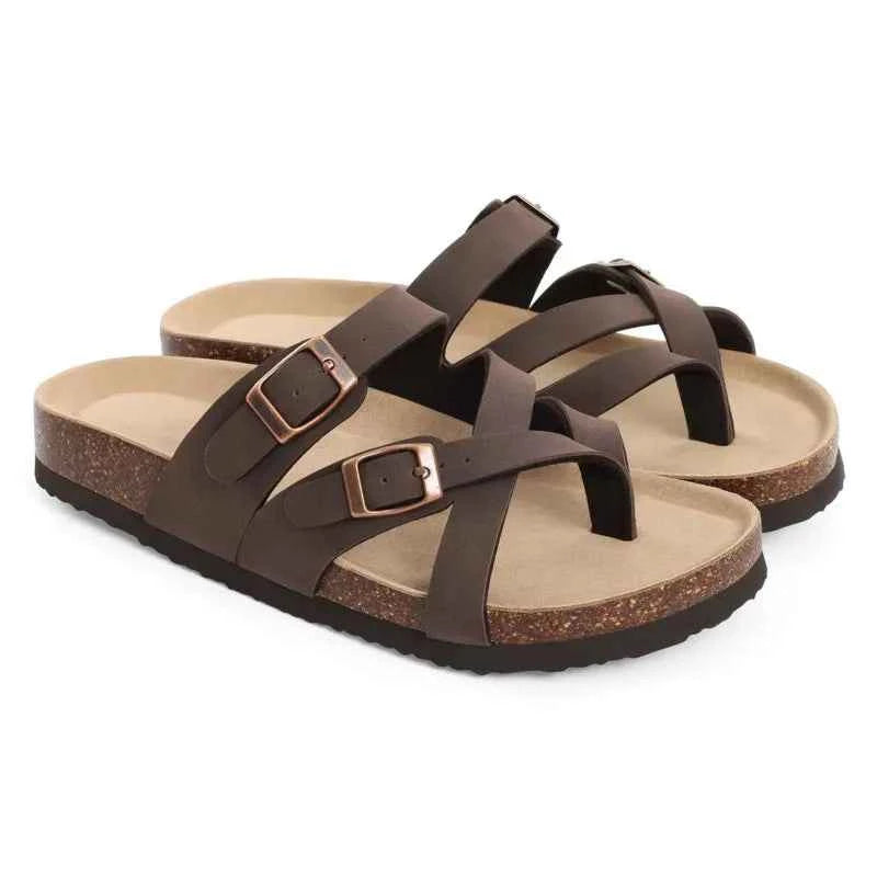 Crestar Women's Clogs Sandals Summer Slip On Slides Cork Footbed Sandals With Adjustable Buckle Lady Soft Casual Beach Slippers