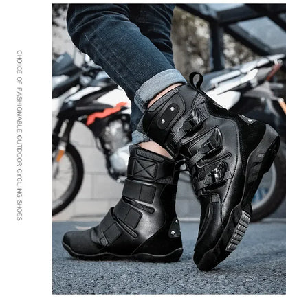 New Waterproof Men's Dirt Bike Shoes Men's Motorcycle Boots New Comfortable Leather Protective Boots Anti-slip Wear-resistant