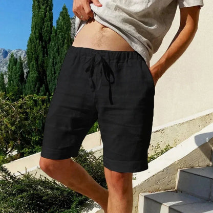 Men's Cotton Linen Hawaii Beach Shorts — Loose Solid Color Versatile Streetwear