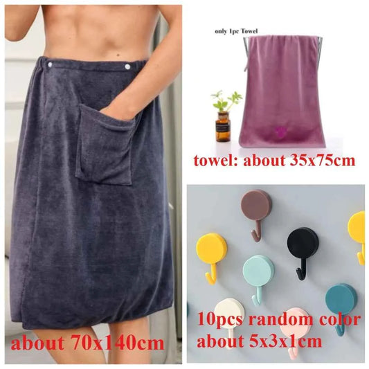 New Fashion Man Towel Wearable Polyester Fibre Bath Towel with Pocket Soft Swimming Beach Bath Towel Bathroom Home Accessories