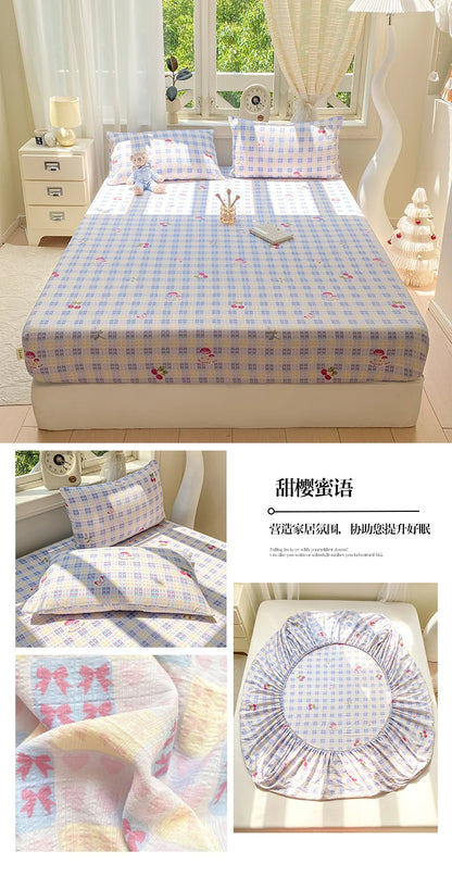 Green Floral Fitted Bed Sheet | Single, Queen, King