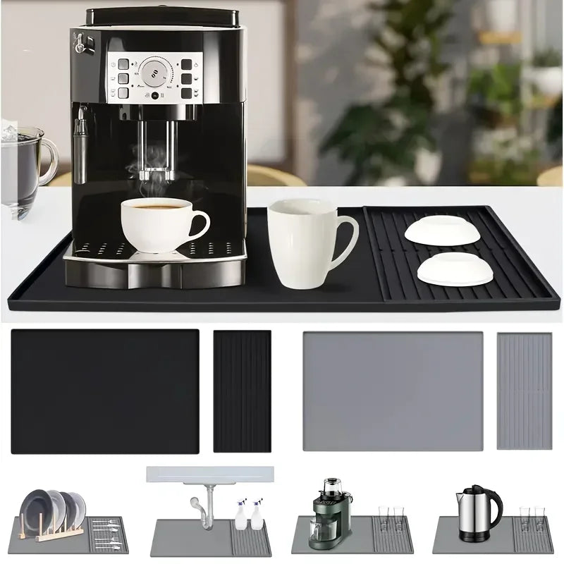 2-in-1 Silicone Coffee Bar Mat XX-Large 60x40cm | Non-Slip Heat Resistant Counter Protector