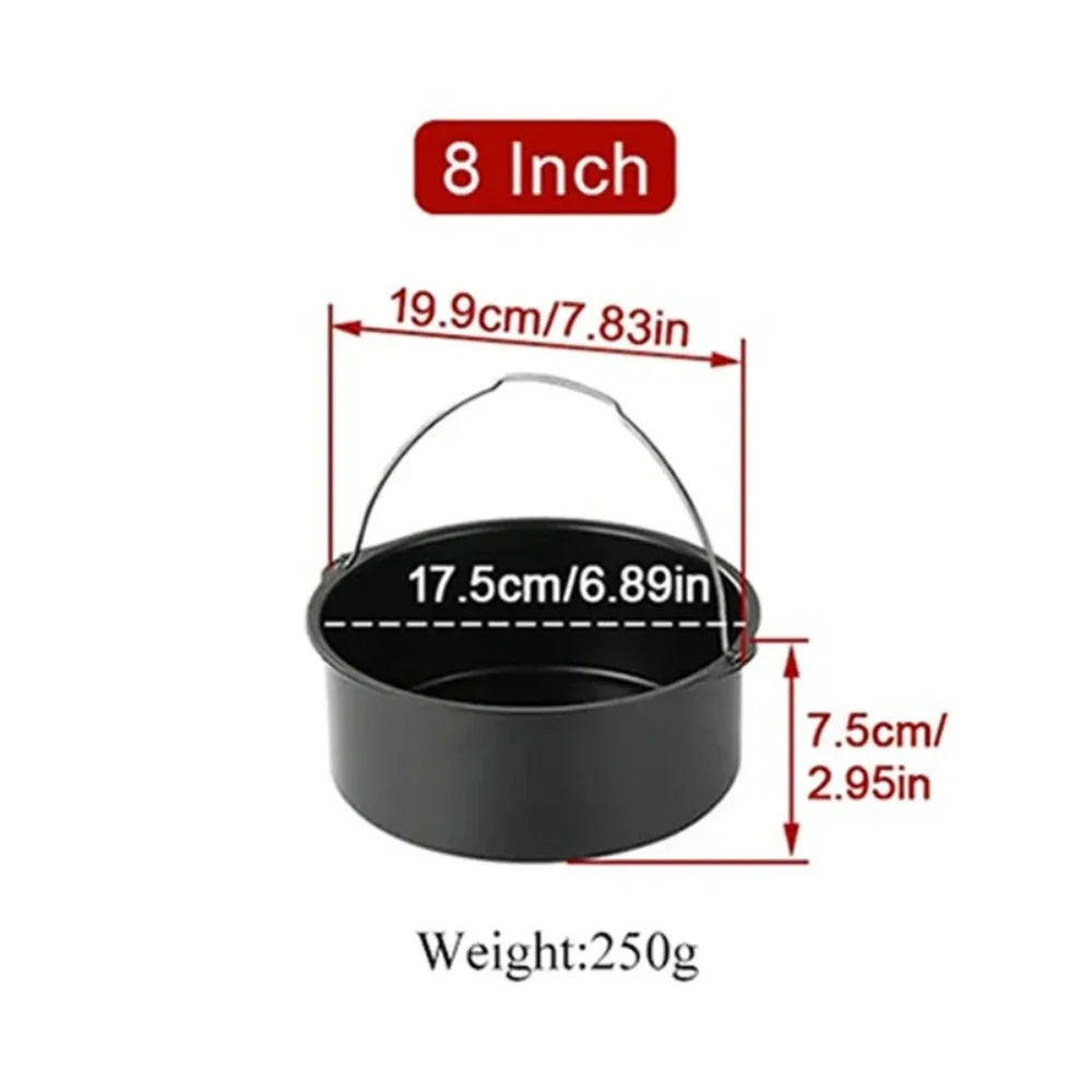 6/7/8 Inch Non-Stick Cake Pan Air Fryer & Oven Safe Mold with Handles Multi-Use Bakeware for Pizza/Cakes/Desserts Baking Tray