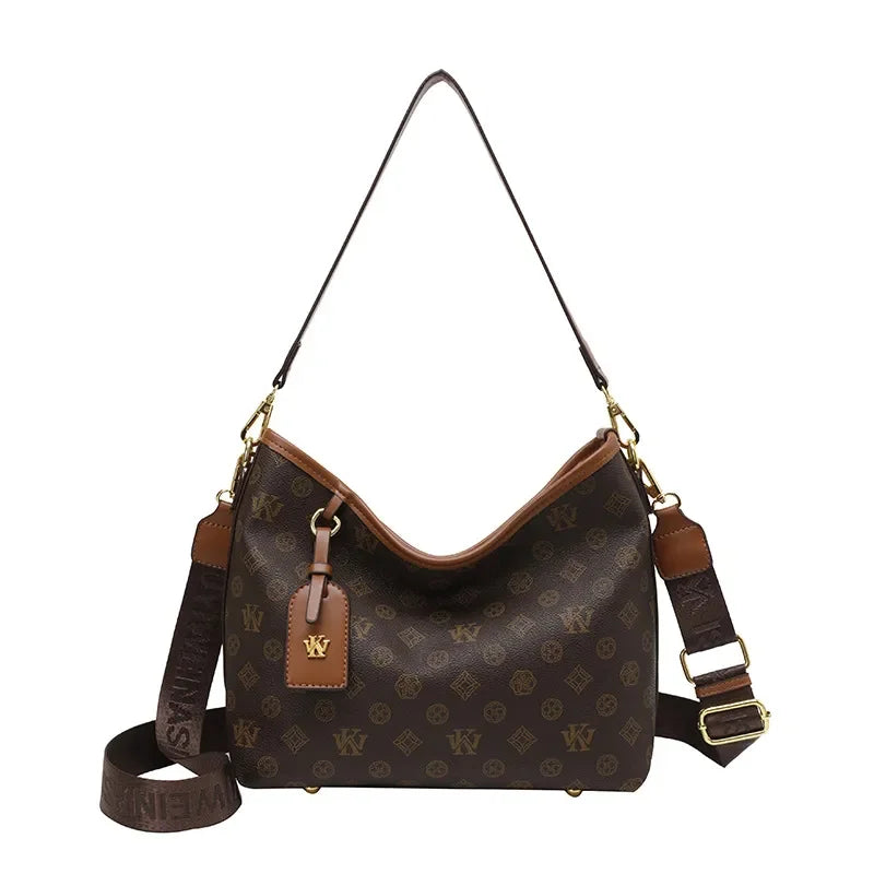 Beige Printed Commuter Tote, Large Capacity