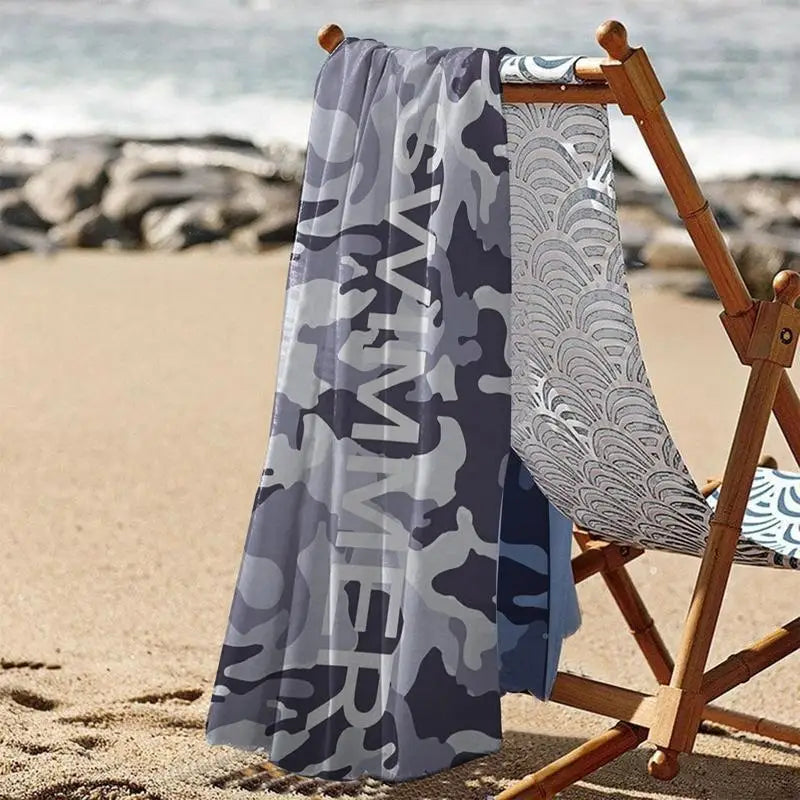 Microfiber Camping Towel 59 X 27.5 Inch Sand Proof Swimming Pool
