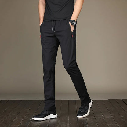 Men's Ice Silk Quick Dry Casual Pants — Slim Fit Korean Sports Straight Trousers