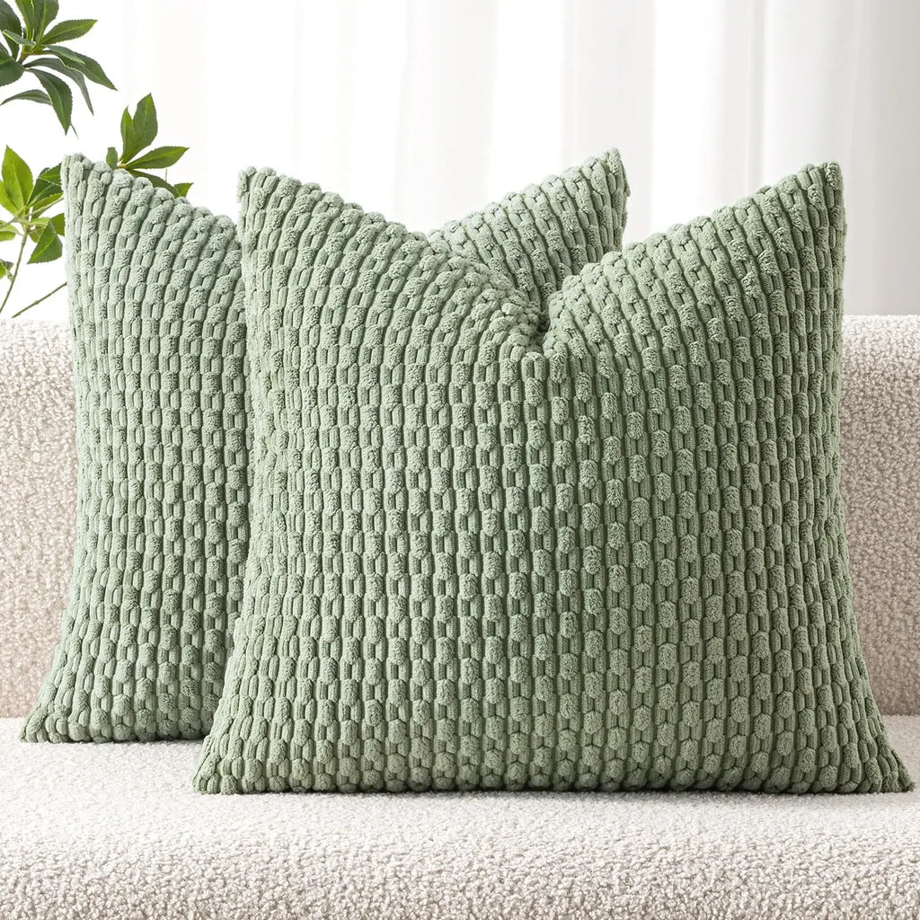 Burnt Orange Striped Corduroy Cushion Cover