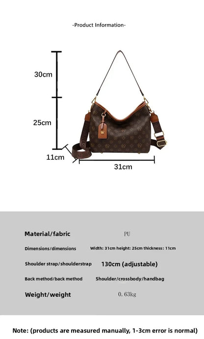 Beige Printed Commuter Tote, Large Capacity