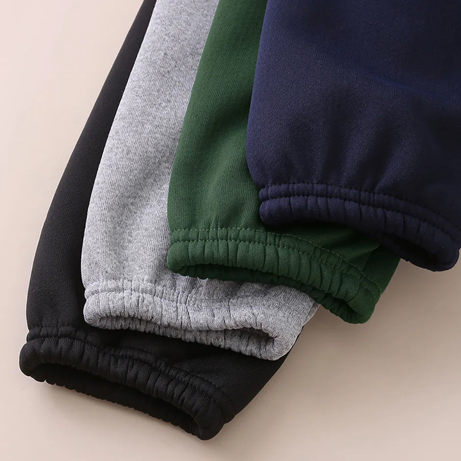 Autumn And Winter Children's Plush Warm Sports Casual Pants For Boys And Girls Solid Color Fashion Thick Windproof Harun Pants