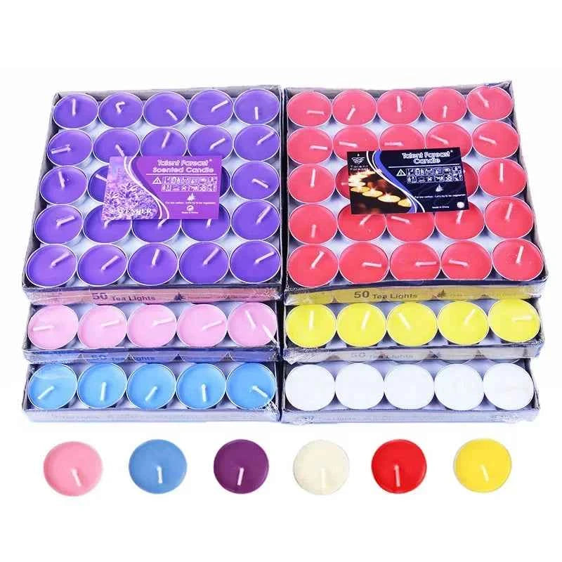 50 pieces of Round paraffin wax candle romantic layout smokeless wedding lover proposal confession smokeless tea wax