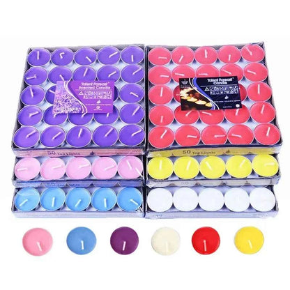 50 pieces of Round paraffin wax candle romantic layout smokeless wedding lover proposal confession smokeless tea wax