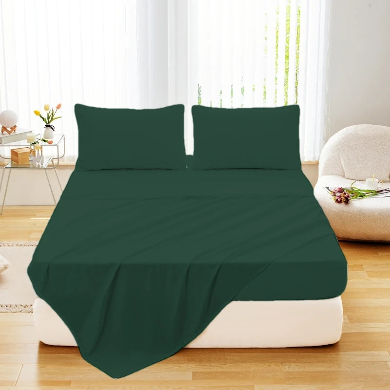 Queen Size Bed Flat Sheet - Soft Plain Solid Color Top Sheets Double Bed Linen without Pillowcase for Home Bedding Essentials