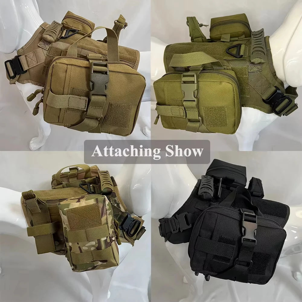 Tactical Dog Harness with Leash & Detachable Pouches