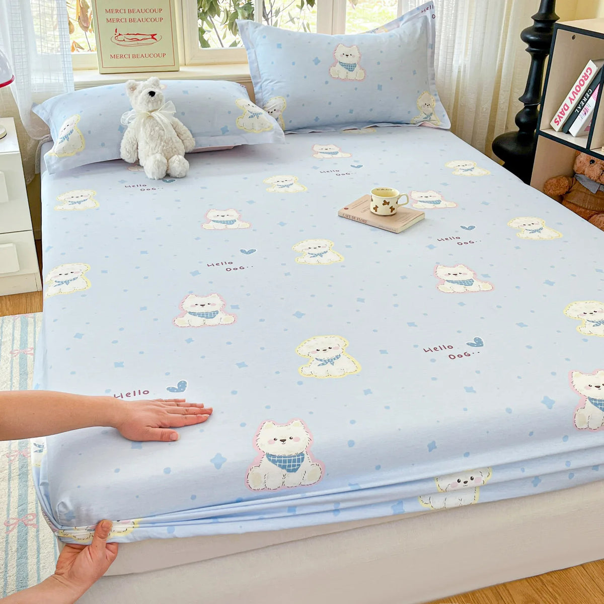 100% Cotton Cute Bear Print Bed Sheet, All Sizes
