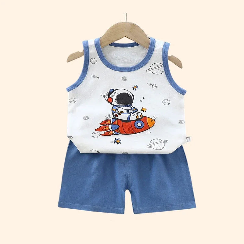 Cotton Tank Top & Shorts Vest Suit Set