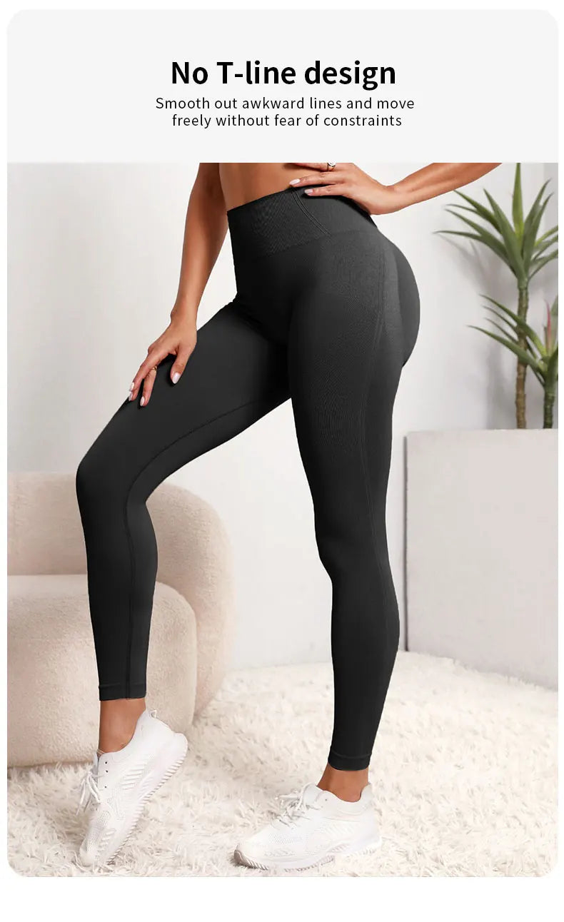Women's High Waist Seamless Yoga Leggings — Push Up Hip Lift Stretch Gym Tights