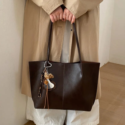 Khaki Wrinkled Faux Leather Tote, Fits 13-Inch Laptop