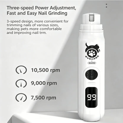 LCD Display Pet Nail Polisher with 3 Grinding Heads