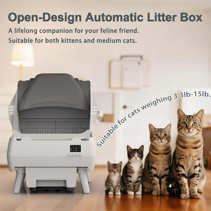 Automatic Self-Cleaning Cat Litter Box — Open Design, APP Control & Anti-Pinch Safety
