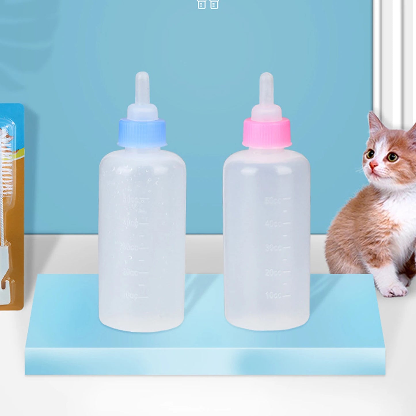 Pet Silicone Milk Bottle Set – 60ml Feeding Bottle & Water Dispenser for Dogs & Cats