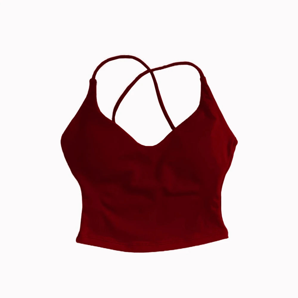 Dynamic Strappy Push-Up Fitness Tank Top — Back Cross Sports Bra