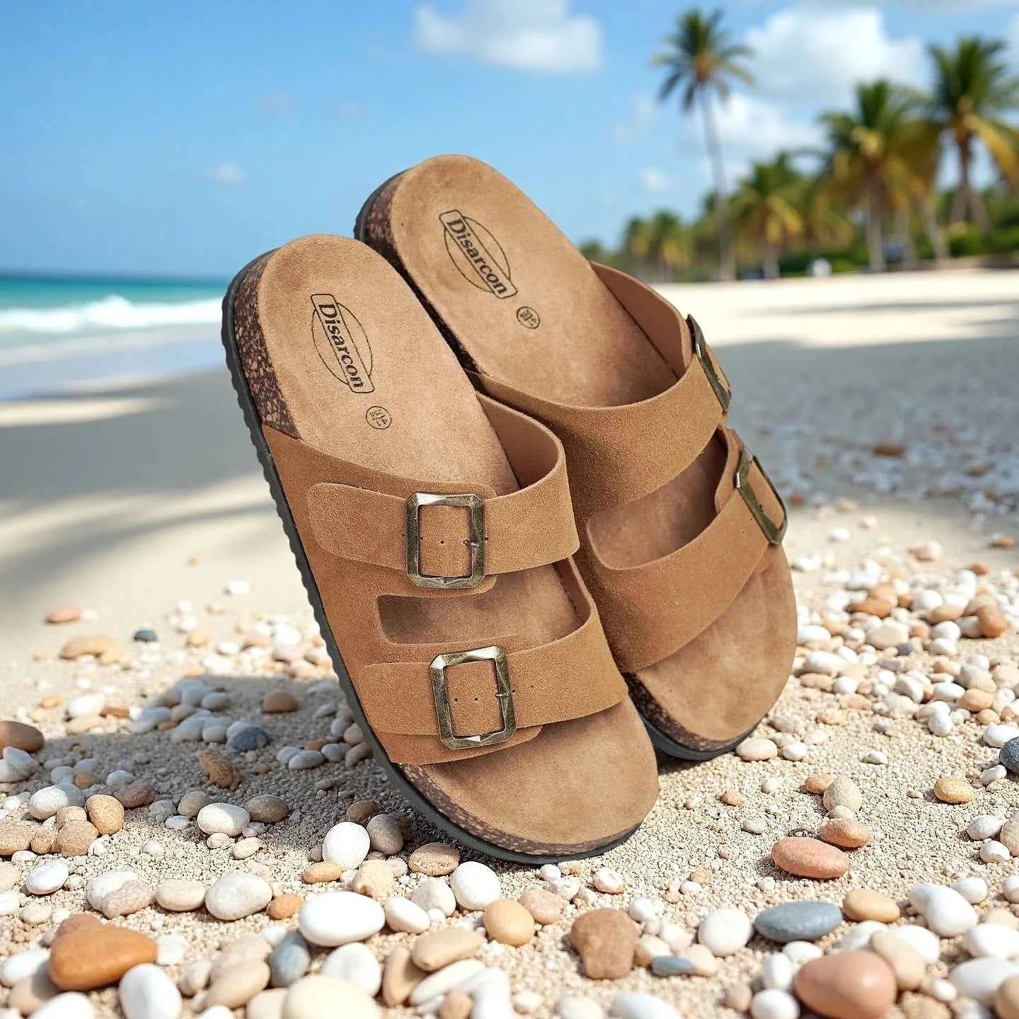 Men's Summer Sandals, Outdoor Leisure Vacation Beach Sandals, Double Buckle Design Unisex Large Size Sandals, Non-Slip, Breathable, Wear-Resistant, Versatile for Daily Wear, Indoor Home Slippers, High-End, Retro
